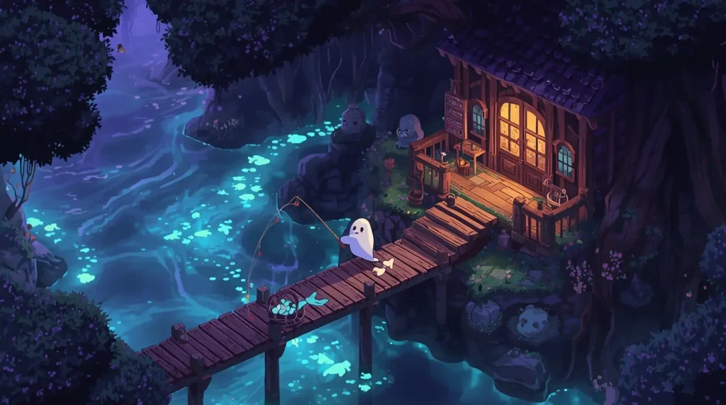 fishing in Haunted Chocolatier